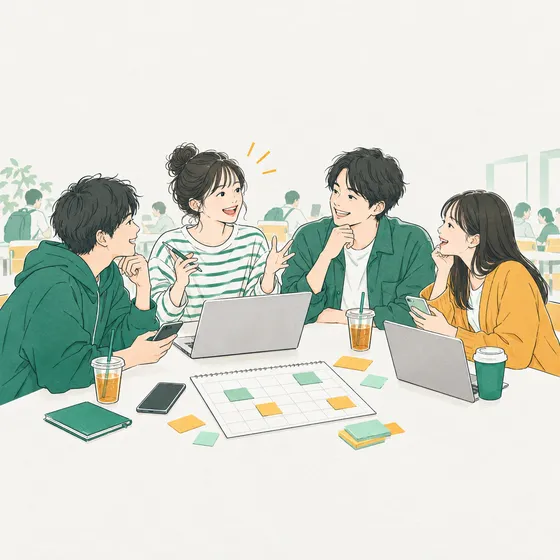 サークルの計画を話し合う大学生