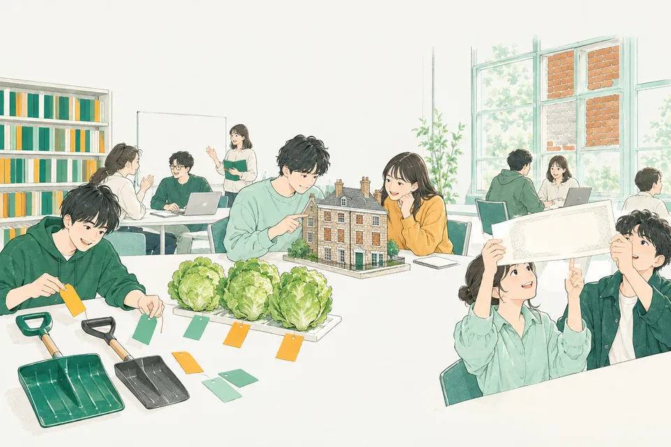 大学の経済学のゼミ室で、雪かき用のスコップとレタスに値札を付け替える学生、窓がいくつかふさがれた古い家の模型を数える学生、裏が真っ白な昔のお札の模型を光にかざす学生たち